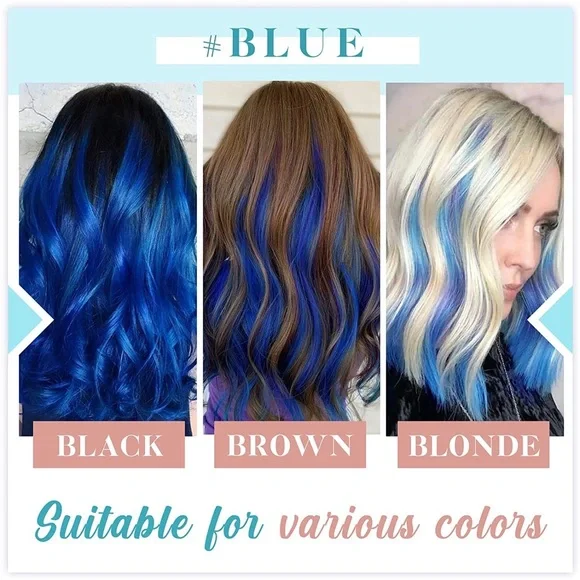 HUMAN HAIR Bright Blue Tape In Extensions 18in 25g - Picture 2 of 10